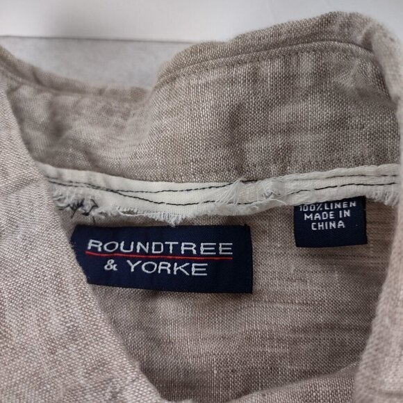 Roundtree & Yorke Light Brown Short Sleeve Casual 100% Linen Shirt Size XL (NWT) - Picture 11 of 13